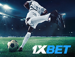 ایک فٹ بال منظر اور 1xBet لوگو