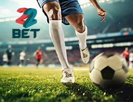 ایک فٹ بال منظر اور 22Bet لوگو