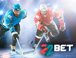ہاکی کا منظر اور 22Bet کا لوگو