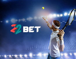 ٹینس کا منظر اور 22Bet کا لوگو۔