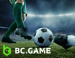 فٹ بال کا منظر اور قبل BC.Game کا لوگو