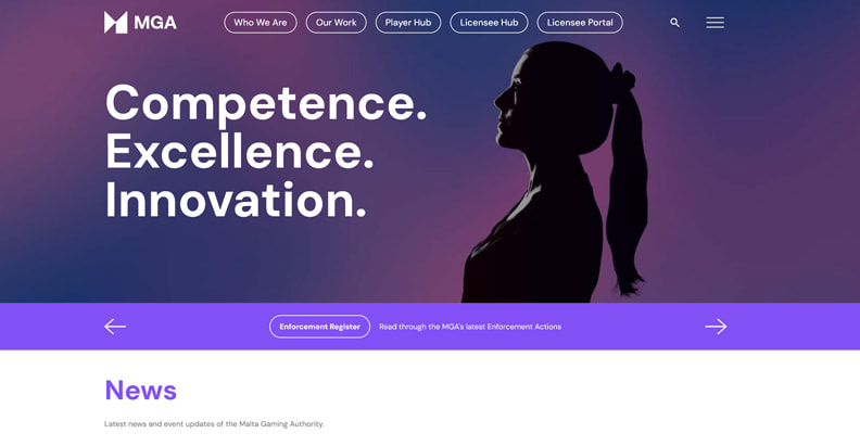 مالٹا گیمنگ اتھارٹی کی ہوم پیج