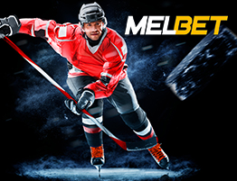 ہاکی کا منظر اور MelBet کا لوگو