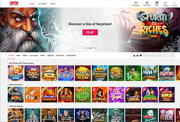 Spin Casino کا ہوم پیج